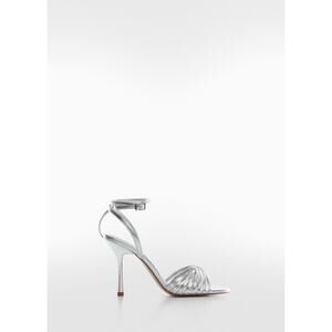 MANGO Strappy Heeled Sandals - 9 - Silver